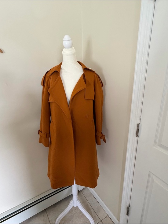 Jackets & Blazers - brown belted trench coat features distinctive shoulder epaulets and buckle strap
